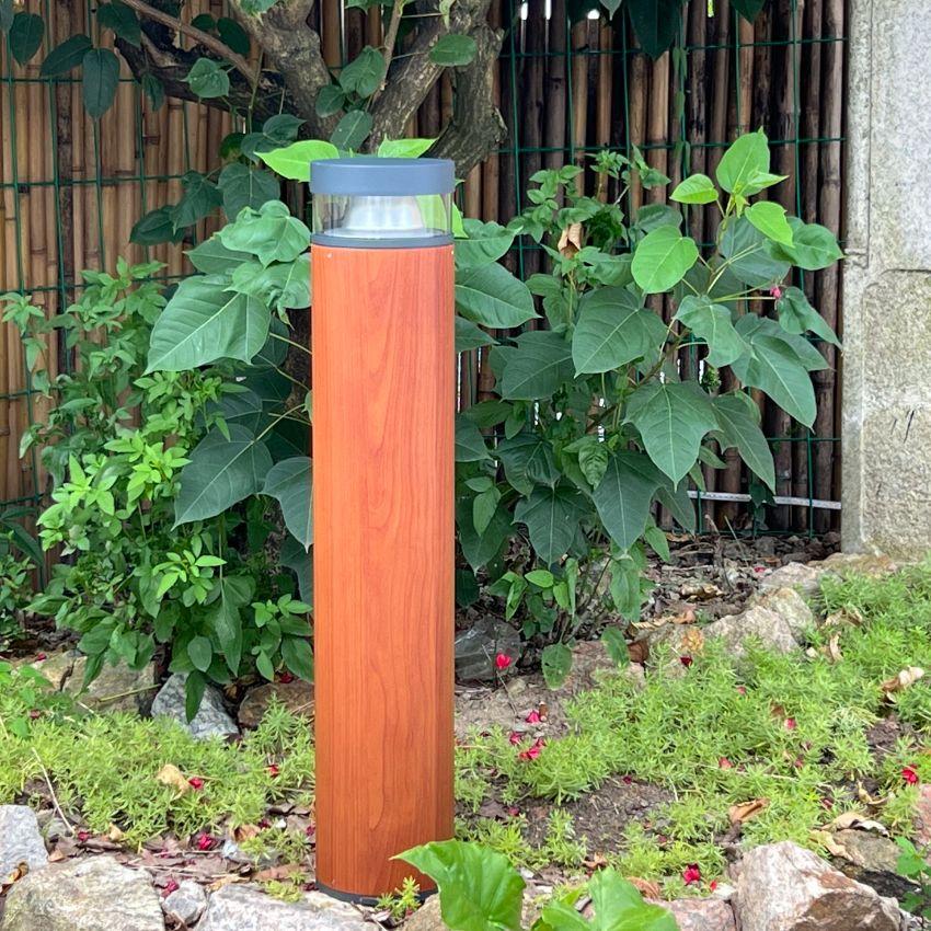 Design 10W Outdoor Waterproof IP65 Wooden Grey Cylindrical Garden Lawn Light