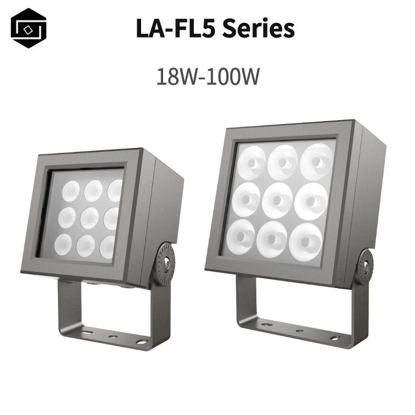 Square modern design 18W 24W 36W 48W 72W 100W outdoor LED floodlights DC24V RGB RGBW 4IN1 waterproof IP66 garden lights building facade lighting